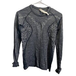 Lululemon‎ Athletic Long Sleeve Shirt Size 4 Black/Gray Pattern